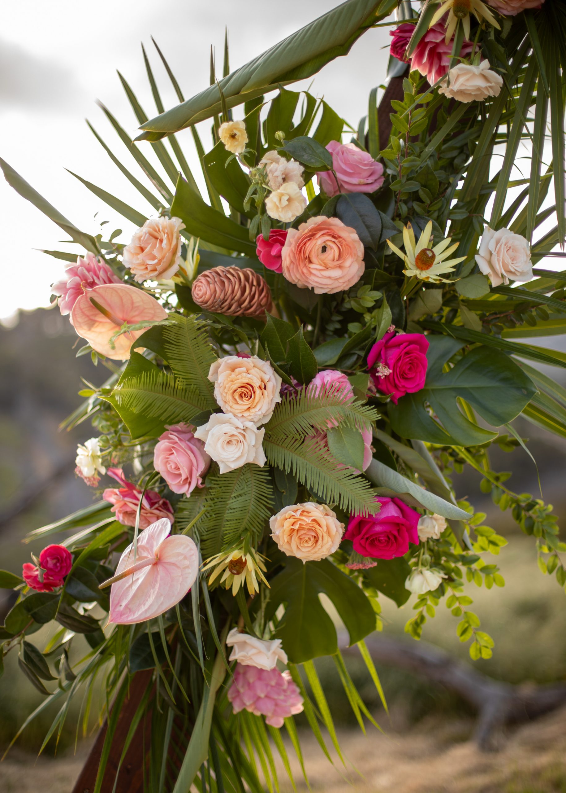 Tropical wedding florals.