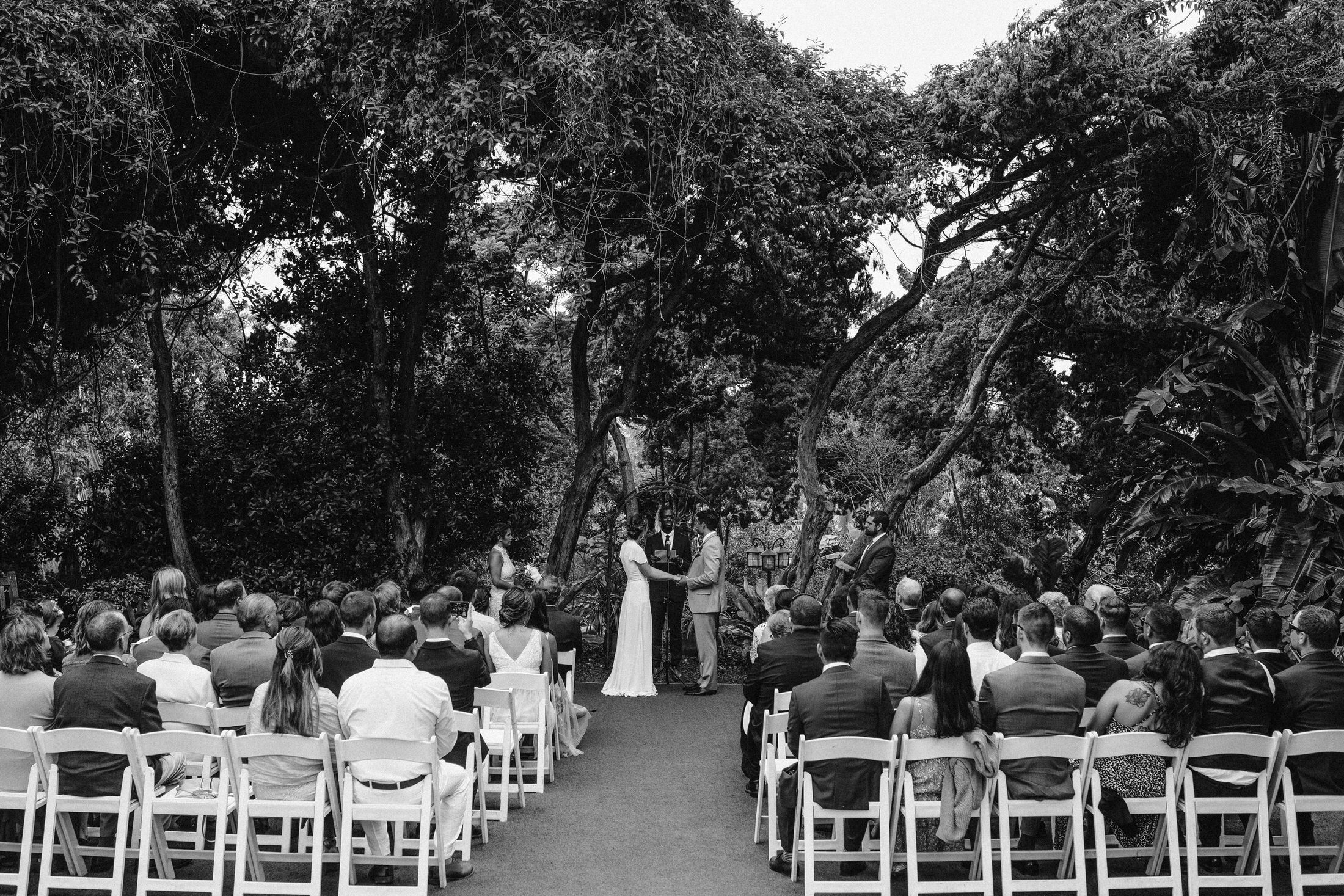 Bride and groom botanic garden ceremony.