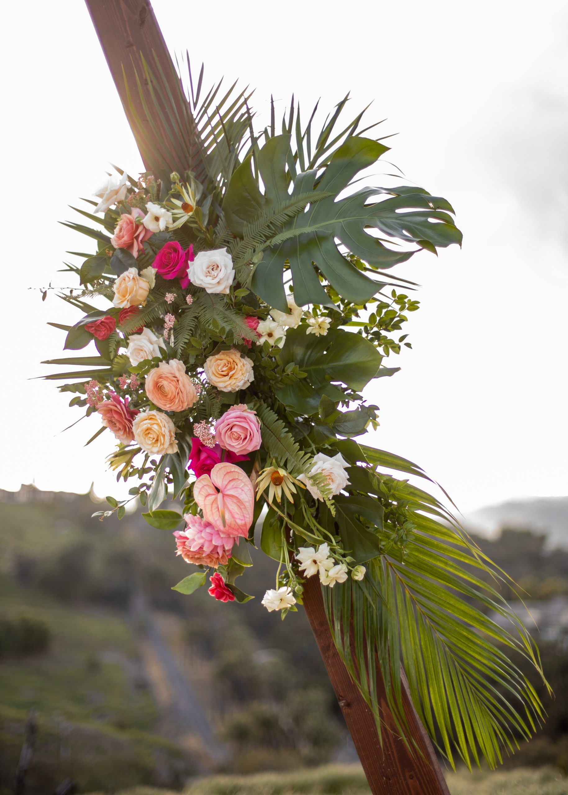 Tropical wedding flowers.