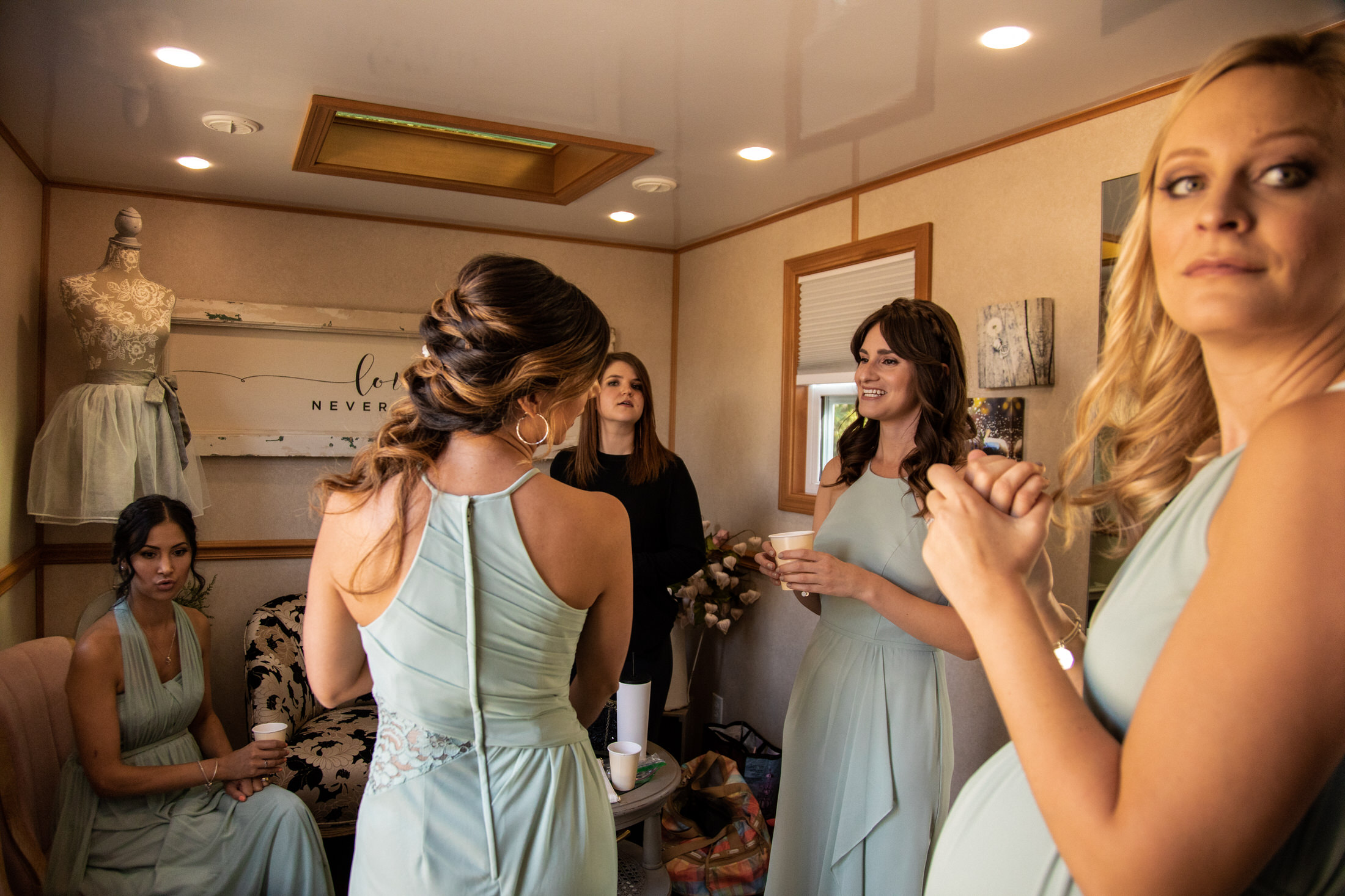 Bridesmaids waiting for the ceremony.