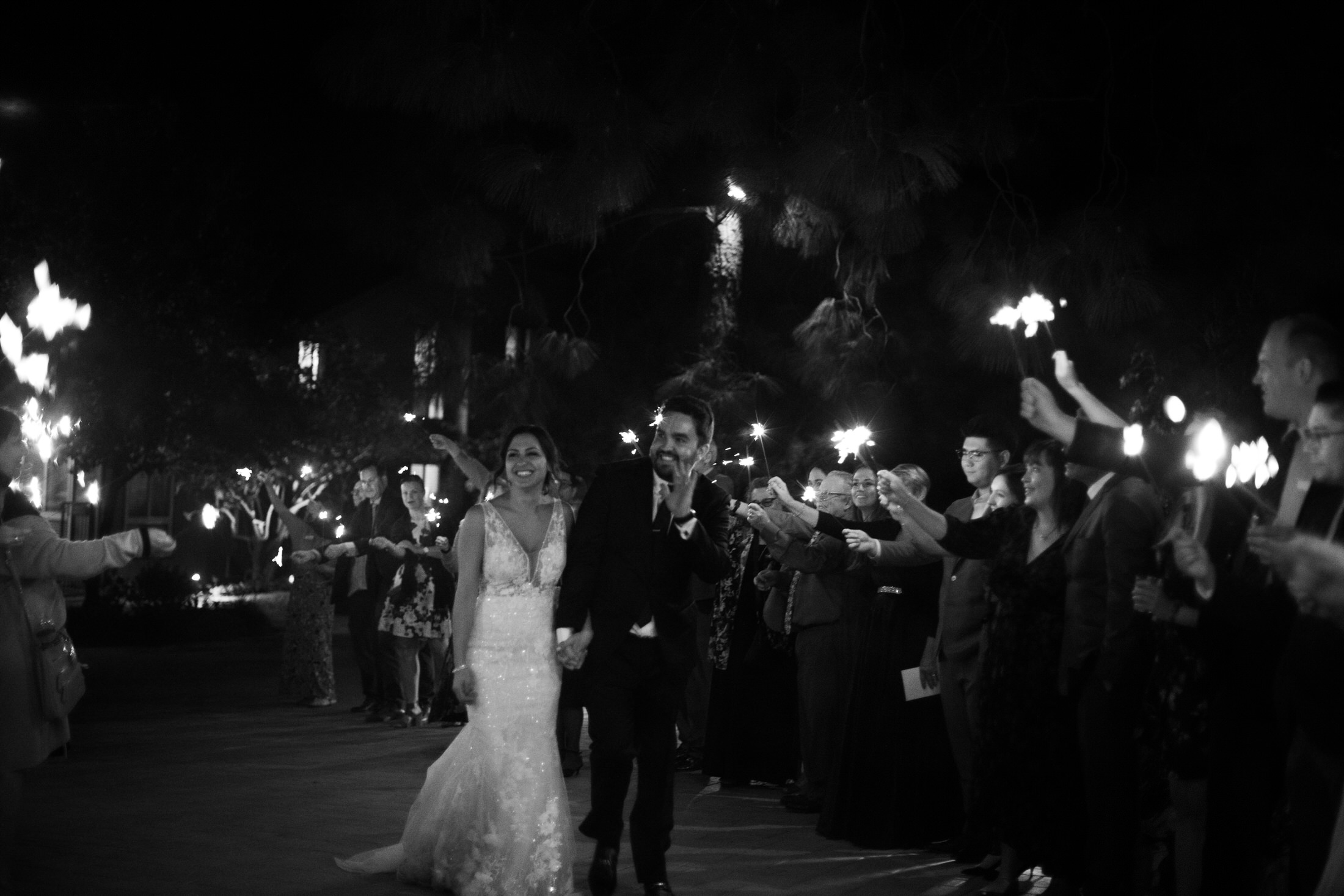 A sparkler send for the bride and groom.