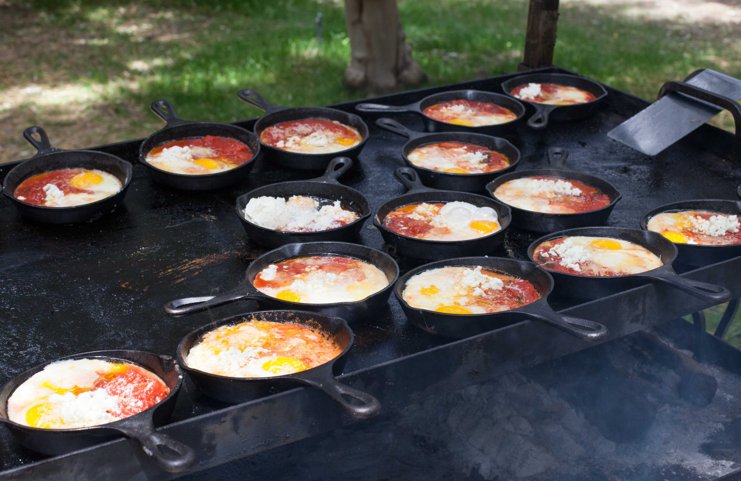 cooking eggs in mini cast iron skillets
