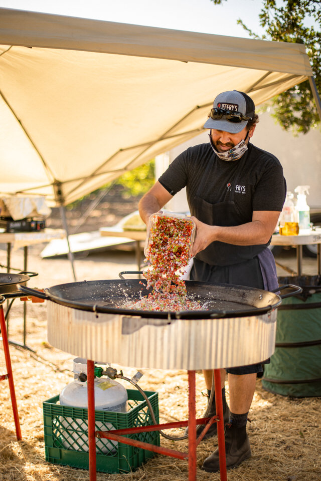 head chef of Jeffrys Wine Country BBQ making piaya